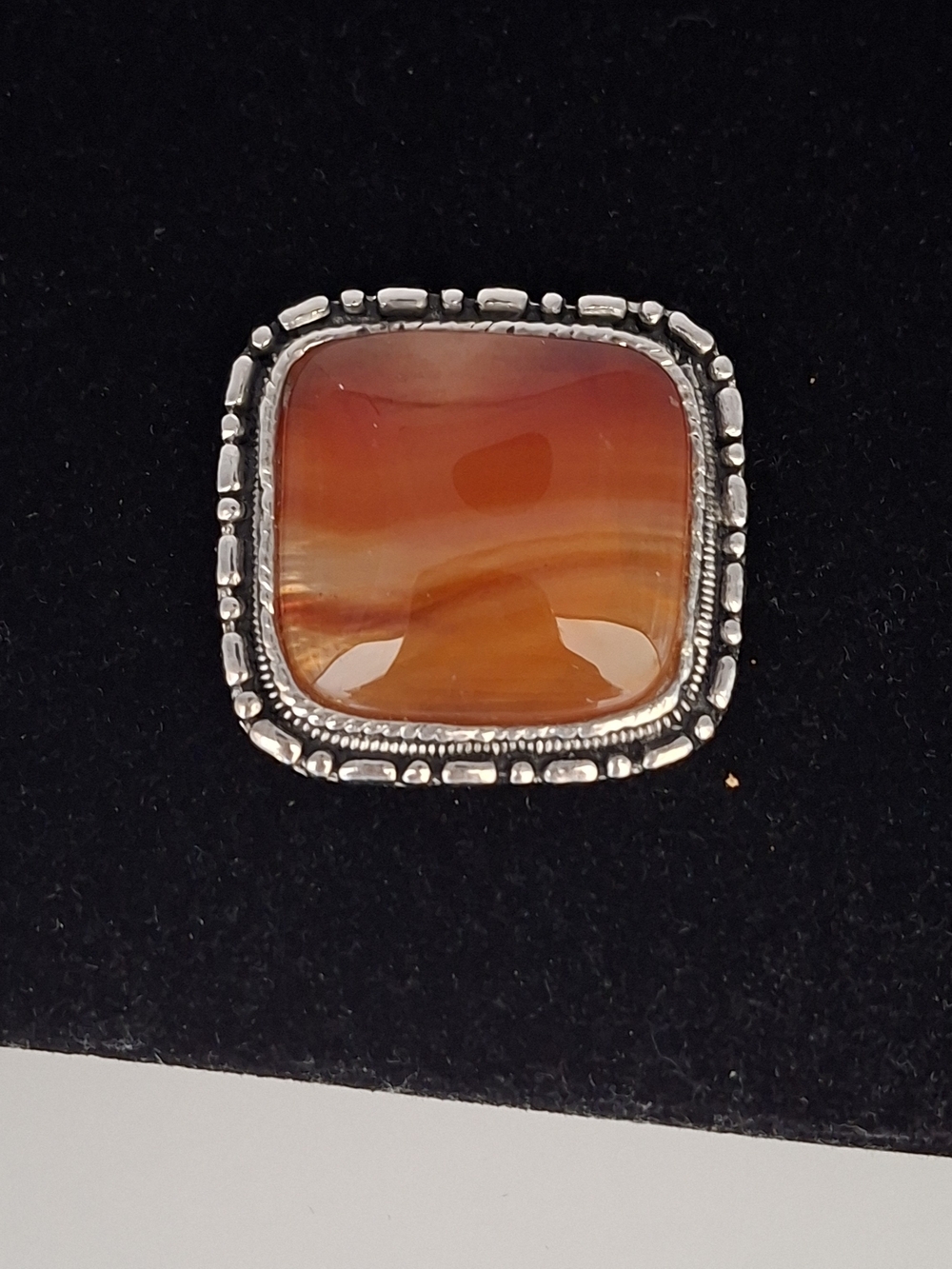 Square Orange-Brown Banded Agate Pendant